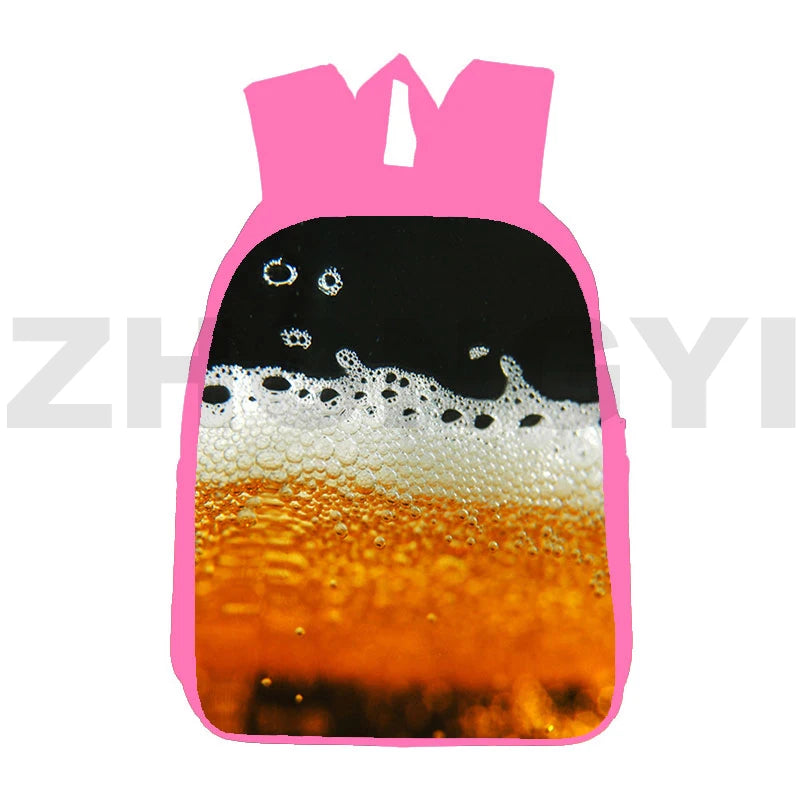 3D Printed Anime Beer Foam Backpack Schoolbag 12/16 Inch Pink Bookbag