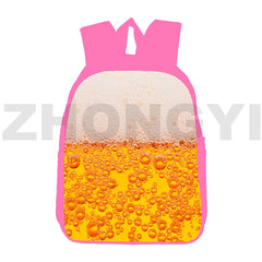 3D Printed Anime Beer Foam Backpack Schoolbag 12/16 Inch Pink Bookbag