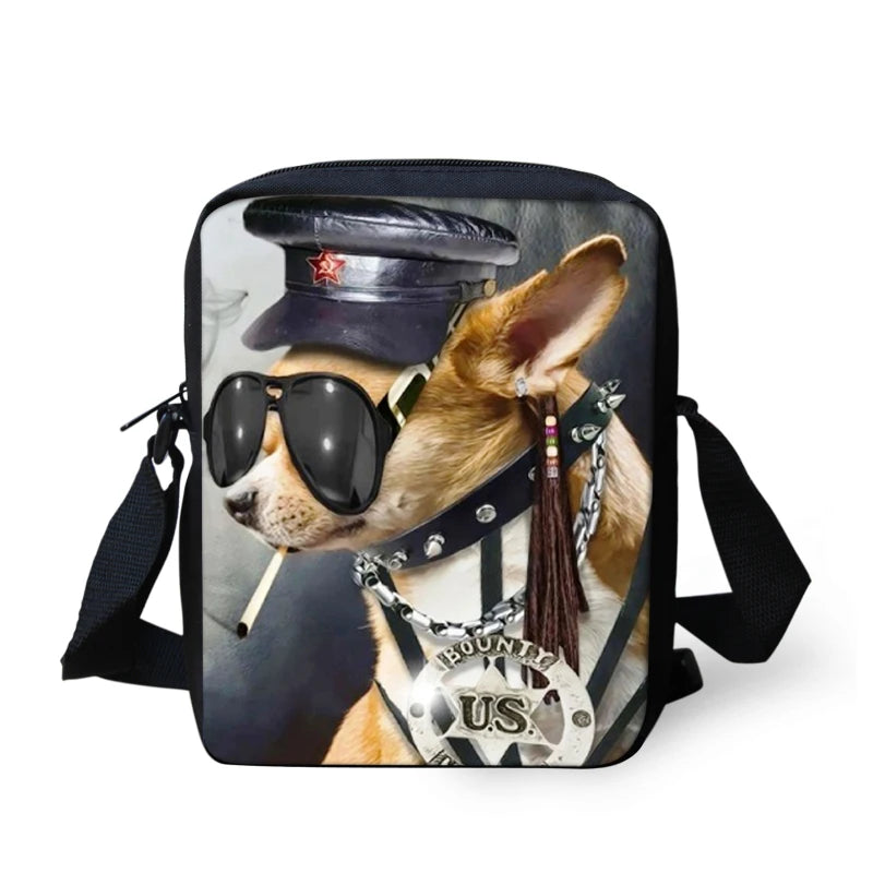 Funny Animal Print Messenger Bag for Students Casual Cross-body Satchel Handbag