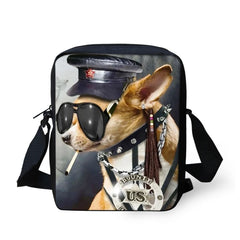 Funny Animal Print Messenger Bag for Students Casual Cross-body Satchel Handbag