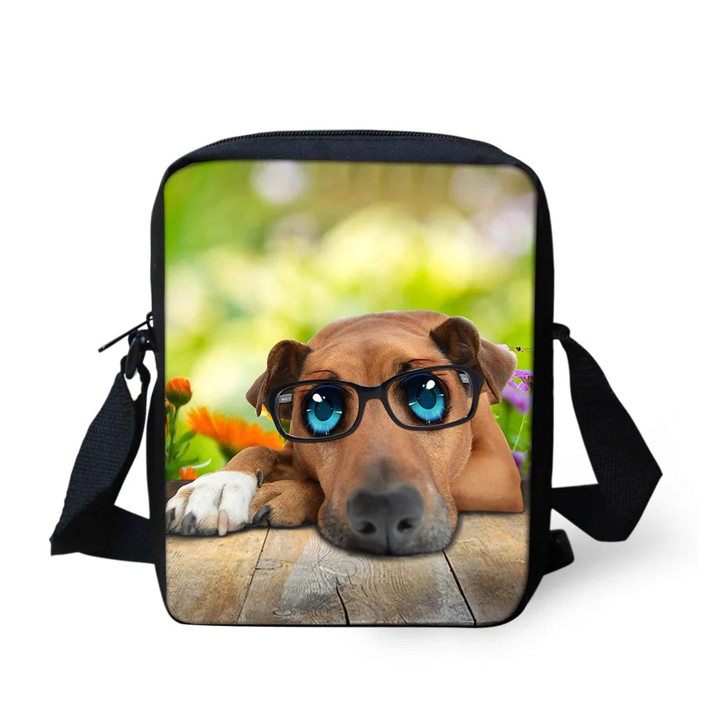 Funny Animals Print Messenger Bag for Students