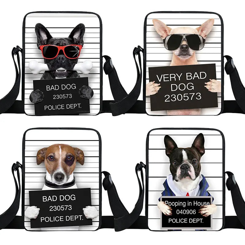 Funny Bad Puppy Dog Messenger Bag Women Handbags Pet Dog Ladies Crossbody Bag