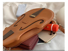 Funny Violin Shape Leather Shoulder Bag for Teenage Girls Backpack