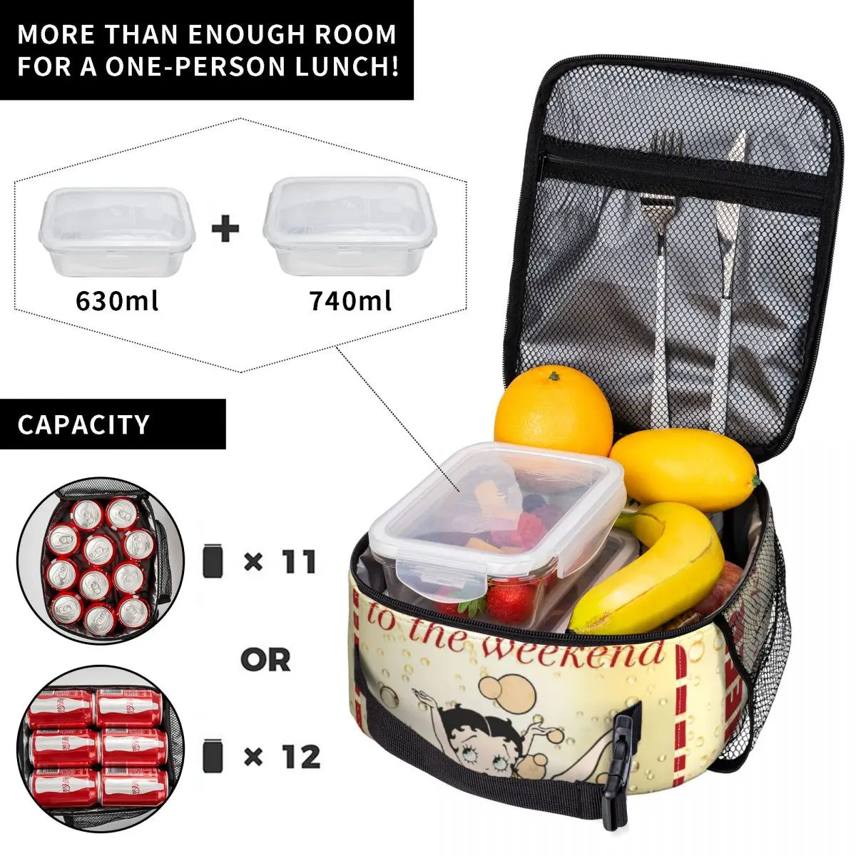 Betty Boop Cheers Insulated Lunch Bag
