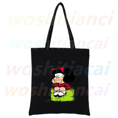 Funny Cartoon Mafalda Harajuku 90s Shopping Canvas Bag Female Girl Tote