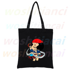 Funny Cartoon Mafalda Harajuku 90s Shopping Canvas Bag Female Girl Tote