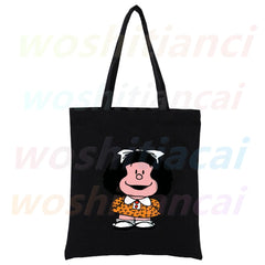 Funny Cartoon Mafalda Harajuku 90s Shopping Canvas Bag Female Girl Tote