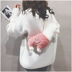 Funny Alpaca Plush Messenger Bag for Women Girls