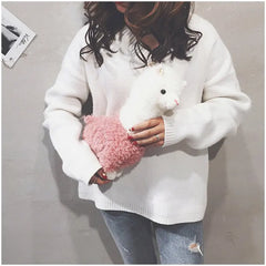Funny Alpaca Plush Messenger Bag for Women Girls