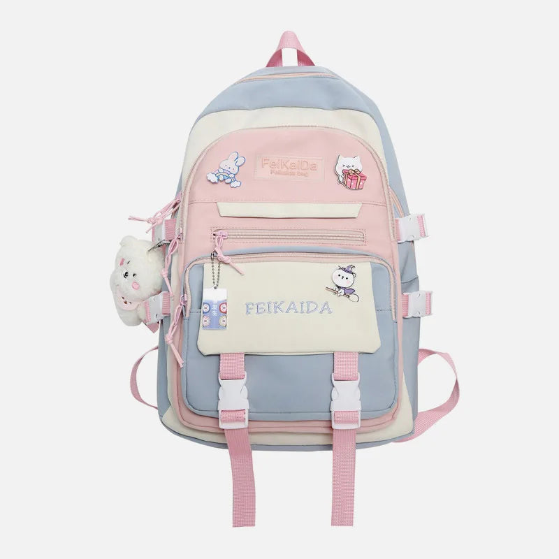 Cartoon Prints Women Backpack Nylon Travel Bag Large Capacity