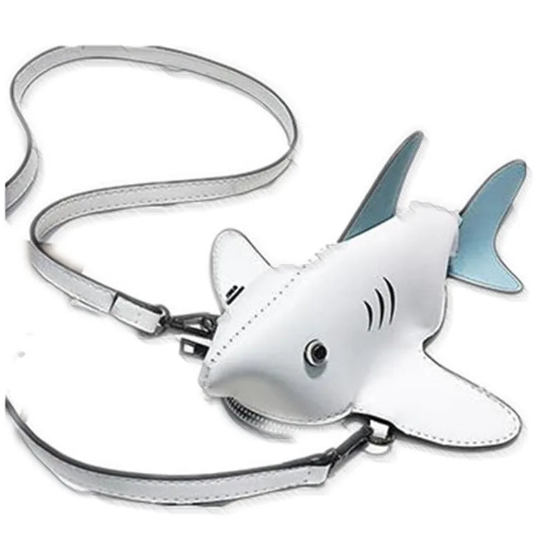 Funny Cartoon Shark Shape Women Shoulder Bags Chain Messenger Bag