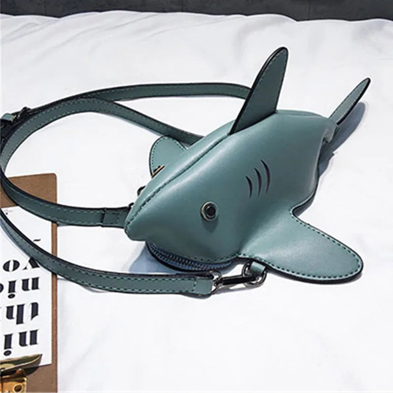 Funny Cartoon Shark Shape Women Shoulder Bags Chain Messenger Bag