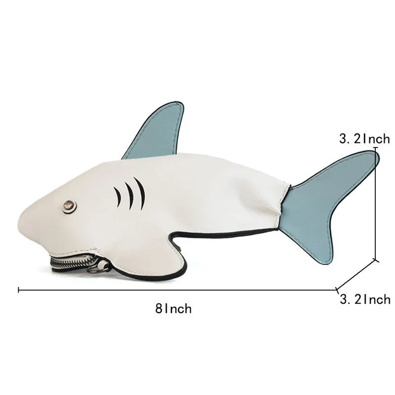 Funny Cartoon Shark Shape Women Shoulder Bags Chain Messenger Bag