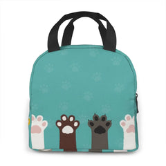 Funny Cats Foots Cooler Bag Portable Zipper Thermal Lunch Box Tote Food Bag