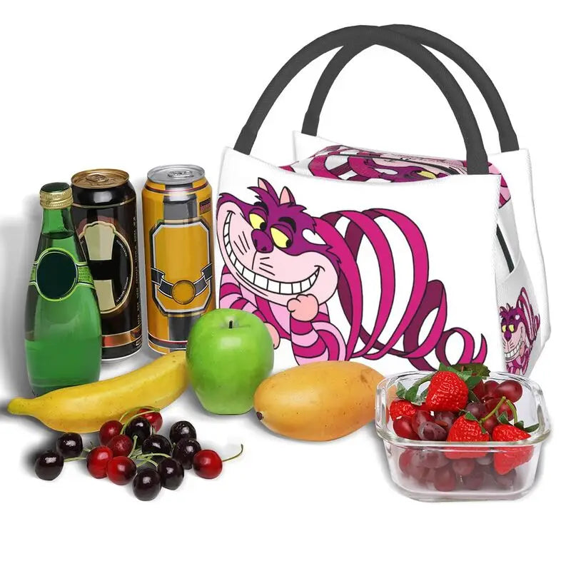 Funny Cheshires Cat Lunch Bag Insulated Cooler Tote for Women Work Picnic