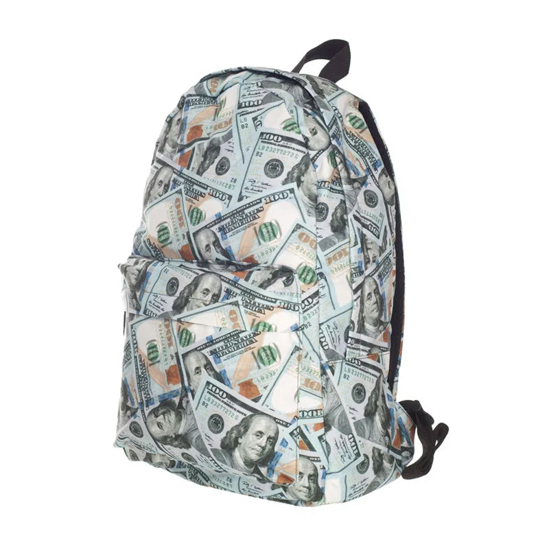 Funny Dollar Printing College Backpacks Laptop Computer Backpack For Teenager