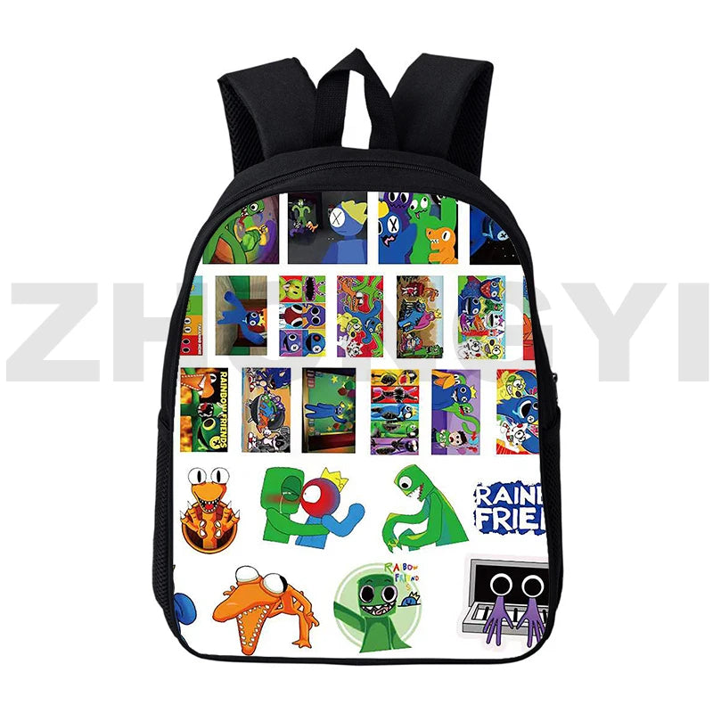 Funny Rainbow 3D Print Backpack College Anime Laptop 12/16 Inch Canvas