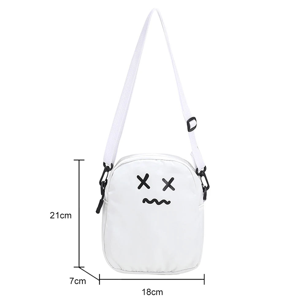 Funny Ghost Face Crossbody Bag Women Girls Nylon Harajuku Shoulder Messenger