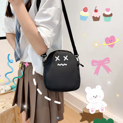 Funny Ghost Face Crossbody Bag Women Girls Nylon Harajuku Shoulder Messenger