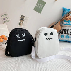 Funny Ghost Face Crossbody Bag Women Girls Nylon Harajuku Shoulder Messenger
