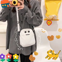 Funny Ghost Face Crossbody Bag Women Girls Nylon Harajuku Shoulder Messenger