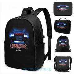 Funny Car Christine USB Charge Backpack School bags Travel laptop bag