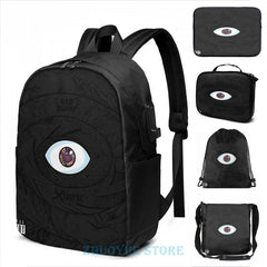 Funny Graphic Print BAD BUNNY USB Charge Backpack Men Women Travel Laptop Bag