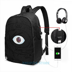 Funny Graphic Print BAD BUNNY USB Charge Backpack Men Women Travel Laptop Bag