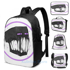 Enderman Sticker USB Charge Backpack - School & Travel Laptop Bag