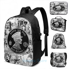 Haile Selassie Rastafari USB Charge Backpack School Bags