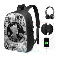 Haile Selassie Rastafari USB Charge Backpack School Bags