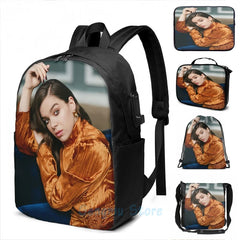 Funny Hailee Steinfeld USB Charge Backpack Men Women School Travel Laptop Bag