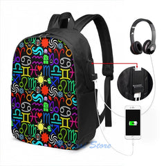 Homestuck Pattern USB Charge Backpack School Travel Laptop Bag
