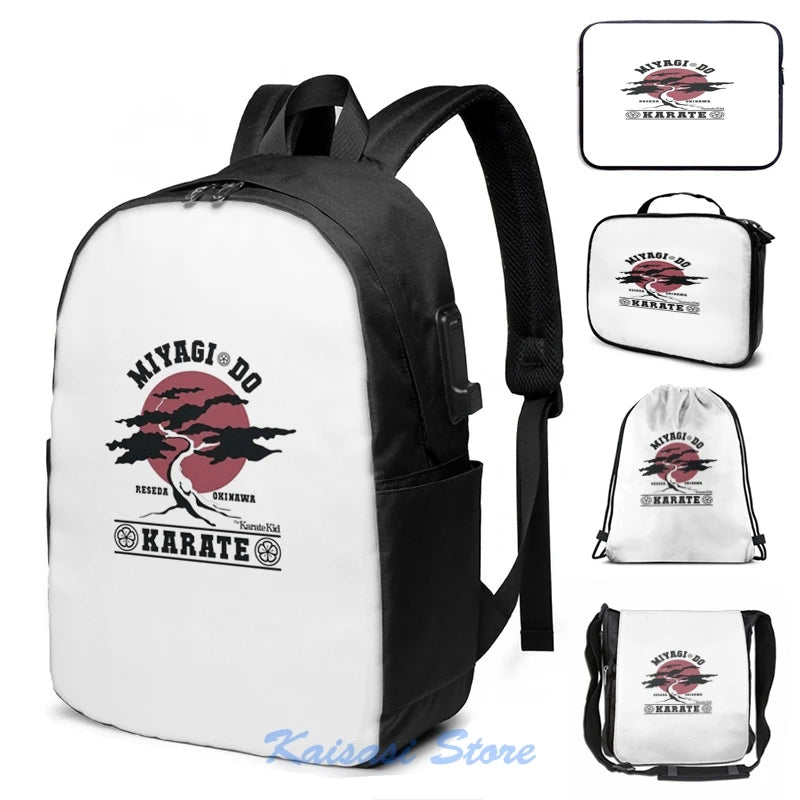 Karate Kid Miyagi Do USB Charge Backpack Men Women School Travel Laptop Bag