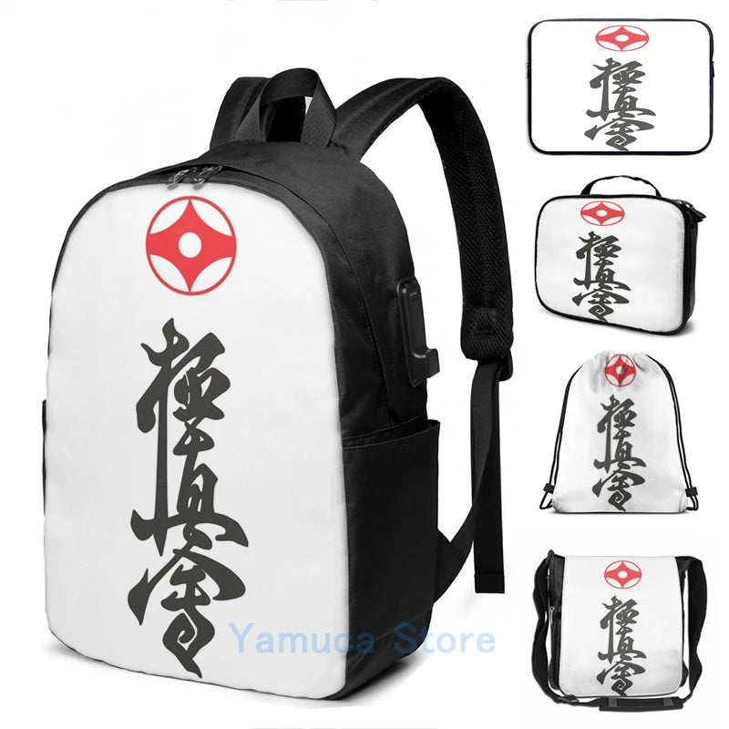 Kyokushin Karate Graphic USB Charge Backpack