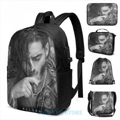 Maluma USB Charge Backpack Men School Bags Women Travel Laptop Bag