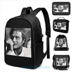 Funny Graphic Print Mads Hannibal USB Charge Backpack School Bag