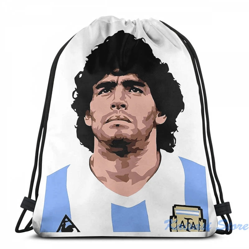 Maradona Graphic Print USB Charge Backpack - School Travel Laptop Bag