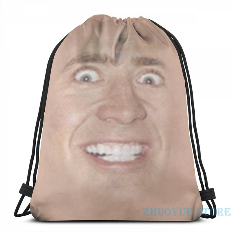Funny Nicholas Cage Face Pattern USB Charge Backpack Men Women Travel Laptop Bag