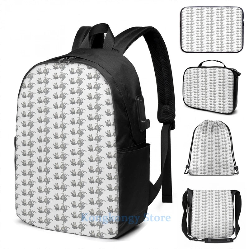 Popee The Performer Graphic Print USB Charge Backpack
