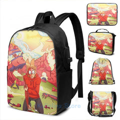 Eddsworld Tord USB Charge Backpack Funny Graphic Print School Travel Laptop Bag