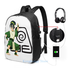 Graphic Print Toph Bei Fong USB Backpack for School and Travel