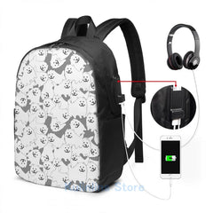 Funny Graphic print UNDERTALE Tile of Dog USB Charge Backpack men School bags