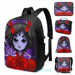 Funny Graphic Print Undertale - Muffet USB Charge Backpack
