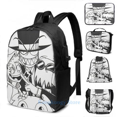 Villainous USB Charge Backpack Funny Graphic Print Men Women Travel Laptop Bag