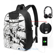 Villainous USB Charge Backpack Funny Graphic Print Men Women Travel Laptop Bag