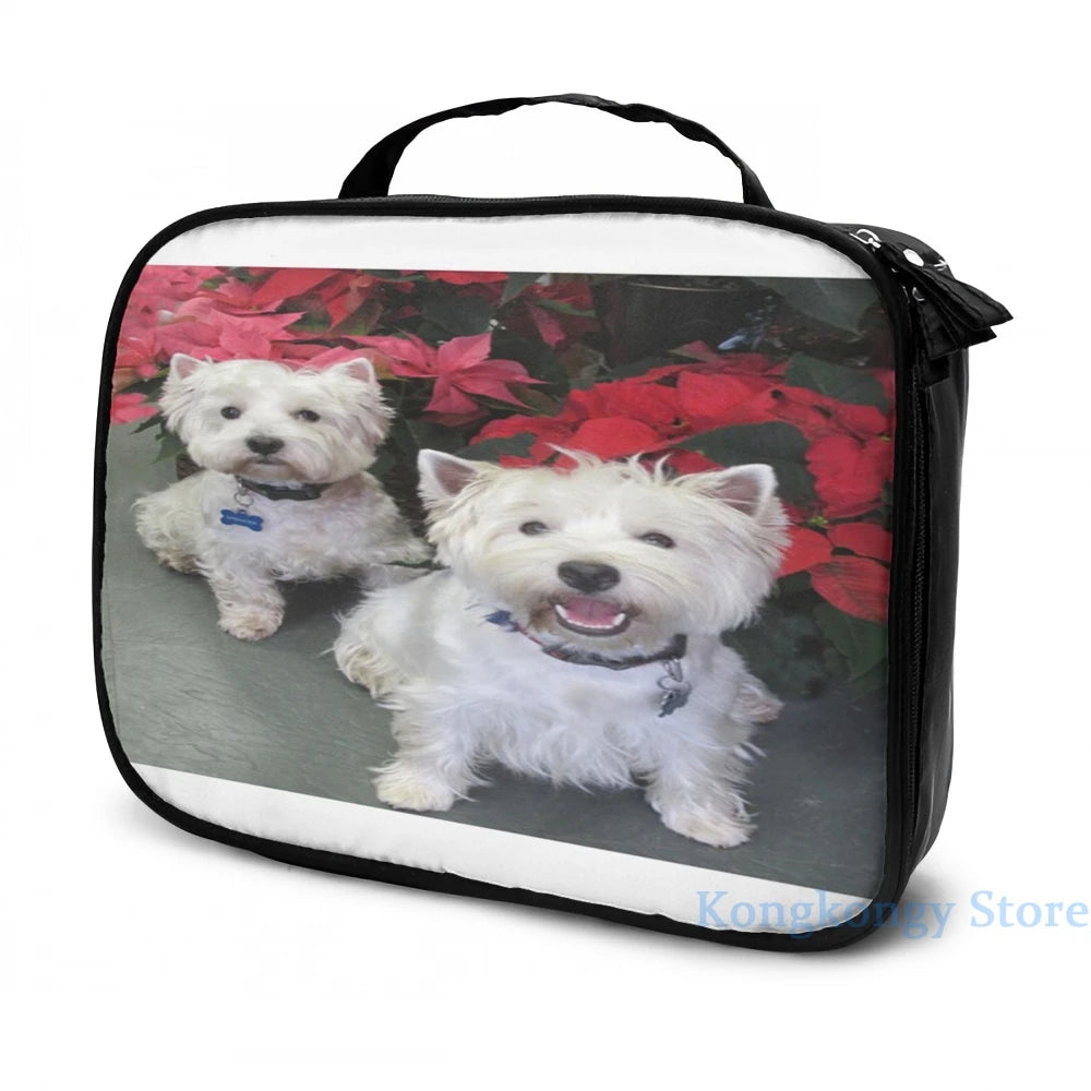 Funny Westie Christmas USB Charge Backpack School Travel Laptop Bag