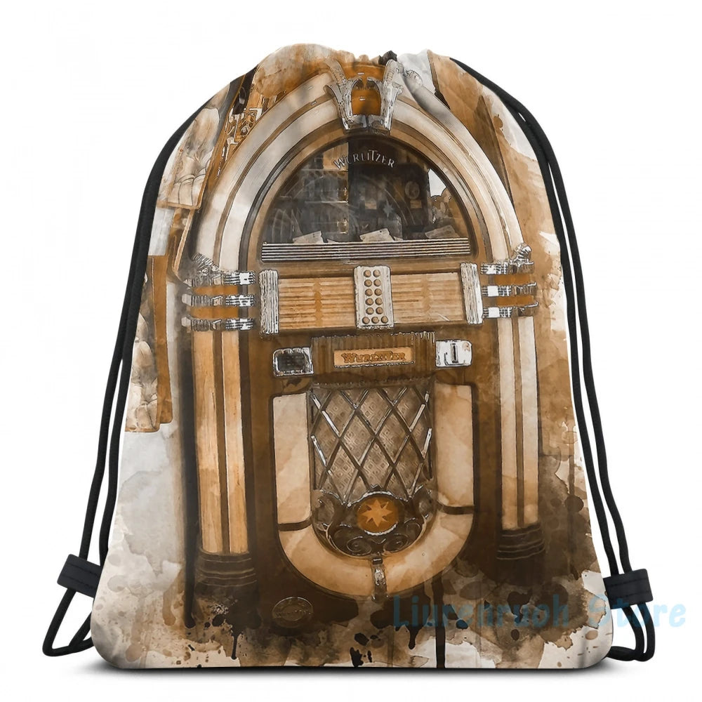 Wurlitzer Jukebox Watercolor USB Backpack School Travel Bag