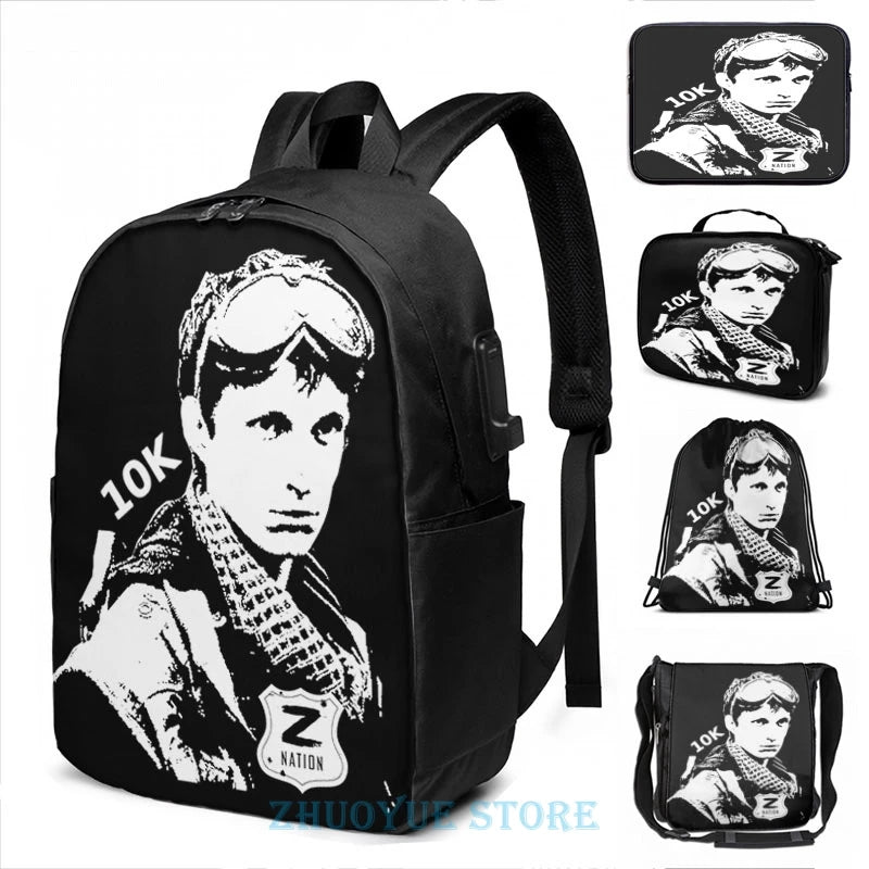 Funny Graphic Z Nation 10K USB Charge Backpack Men Women Travel Laptop Bag