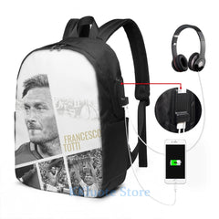Funny Graphic Print Totti USB Charge Backpack Men Women School Travel Bag